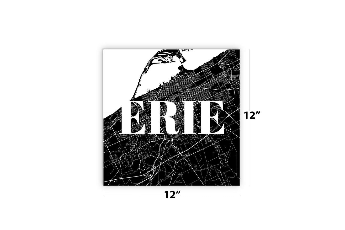 Minimalistic B&W Pennsylvania Erie Map | Wood Sign | Eaches | Min 2