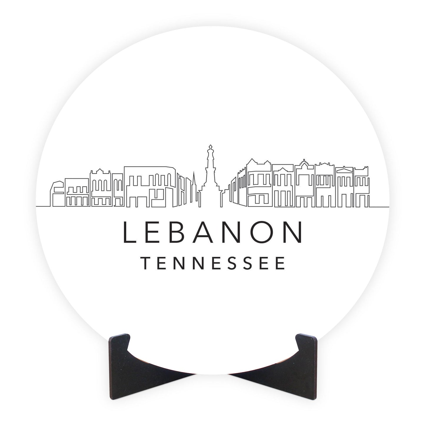 Minimalist B&W Tennessee Lebanon Skyline | Wood Sign | Eaches | Min 1