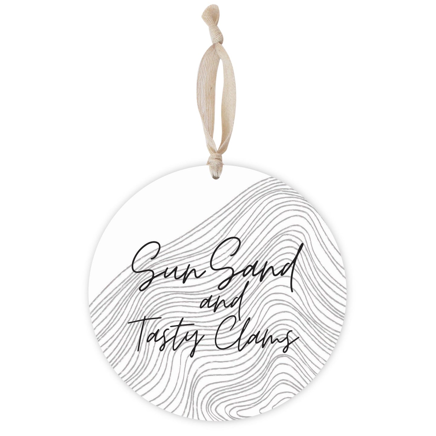 Minimalistic B&W Cape Cod Sun Sand Tasty Clams | Wood Ornament | Eaches | Min 1