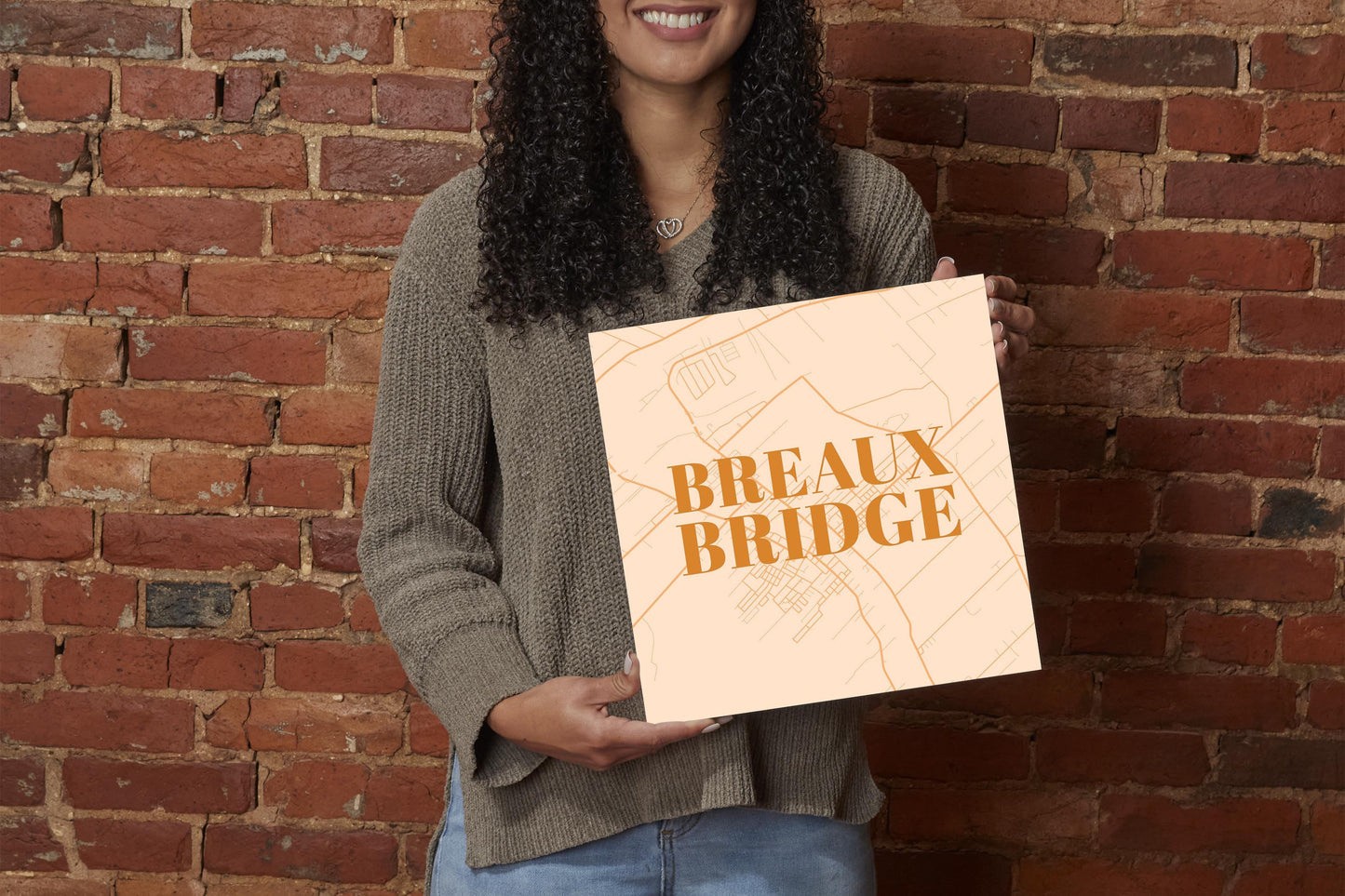 Modern Minimalist Louisiana Breaux Bridge Map | Wood Sign | Eaches | Min 2