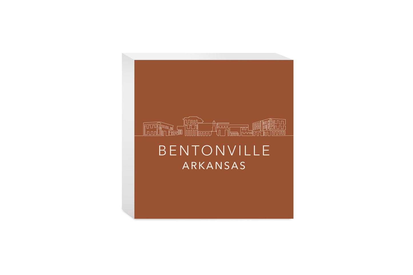 Modern Minimalist Arkansas Bentonville Skyline | Wood Block | Eaches | Min 4