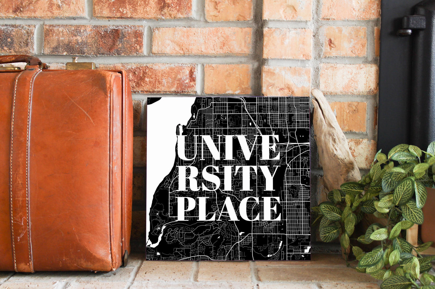 Minimalistic B&W Washington University Place Map | Wood Sign | Eaches | Min 2