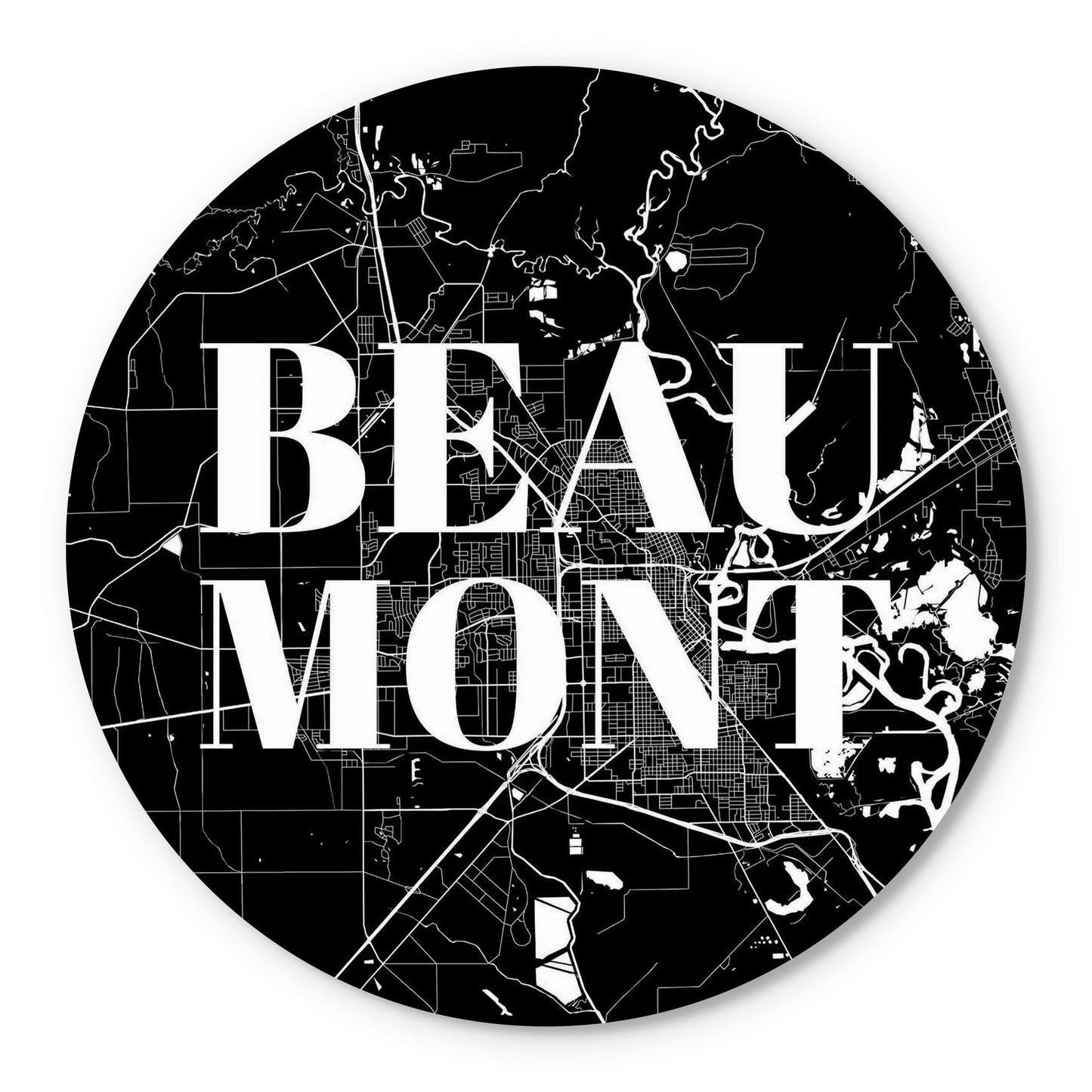 Minimalistic B&W Texas Beaumont Map | Wood Sign | Eaches | Min 1