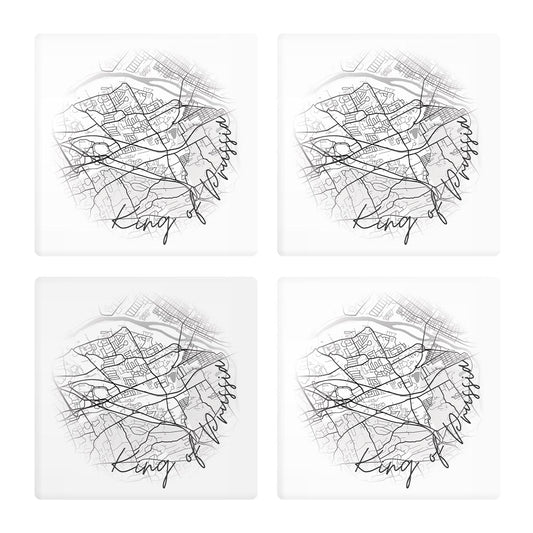 Minimalistic B&W Pennsylvania King Of Prussia Circle Map | Absorbent Coasters | Set of 4 | Min 2