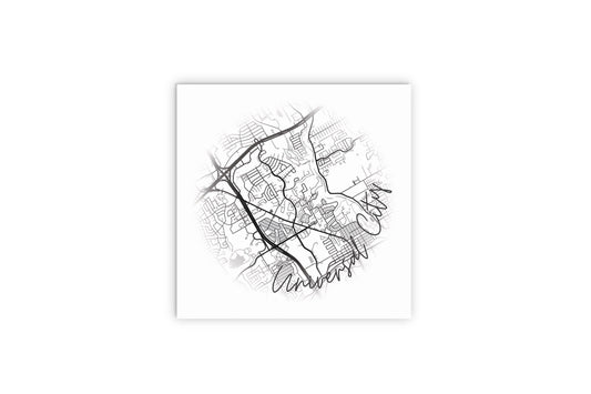 Minimalistic B&W Texas Universal City Circle Map | Wood Sign | Eaches | Min 2