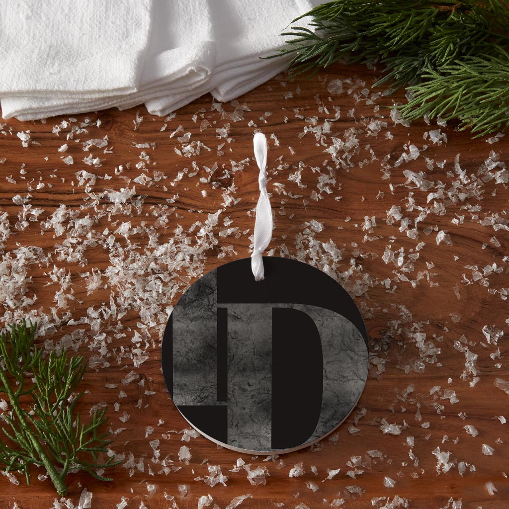 Minimalist B&W Idaho Black Initials | Wood Ornament | Eaches | Min 6