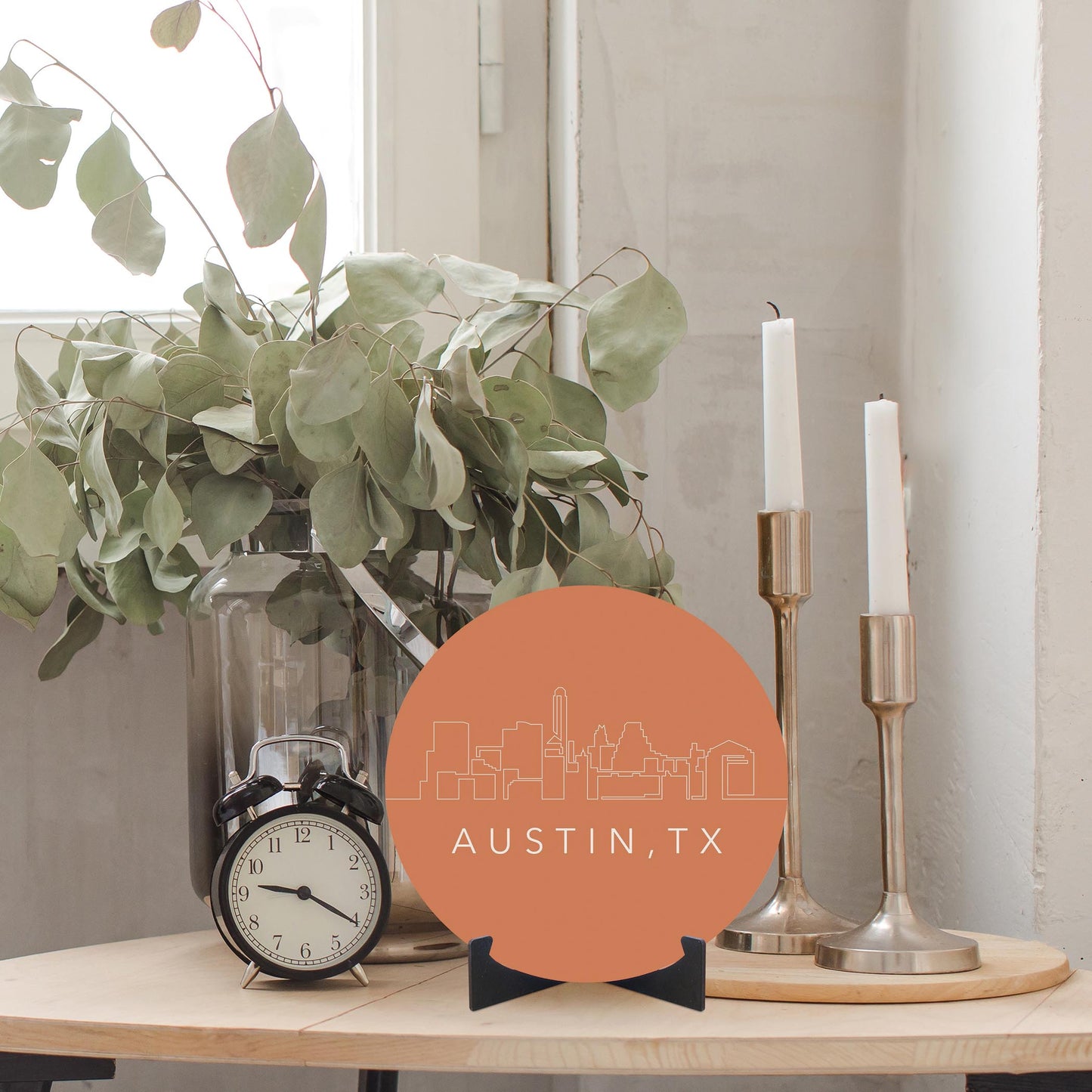 Modern Minimalist Texas Austin Skyline | Wood Sign | Eaches | Min 1