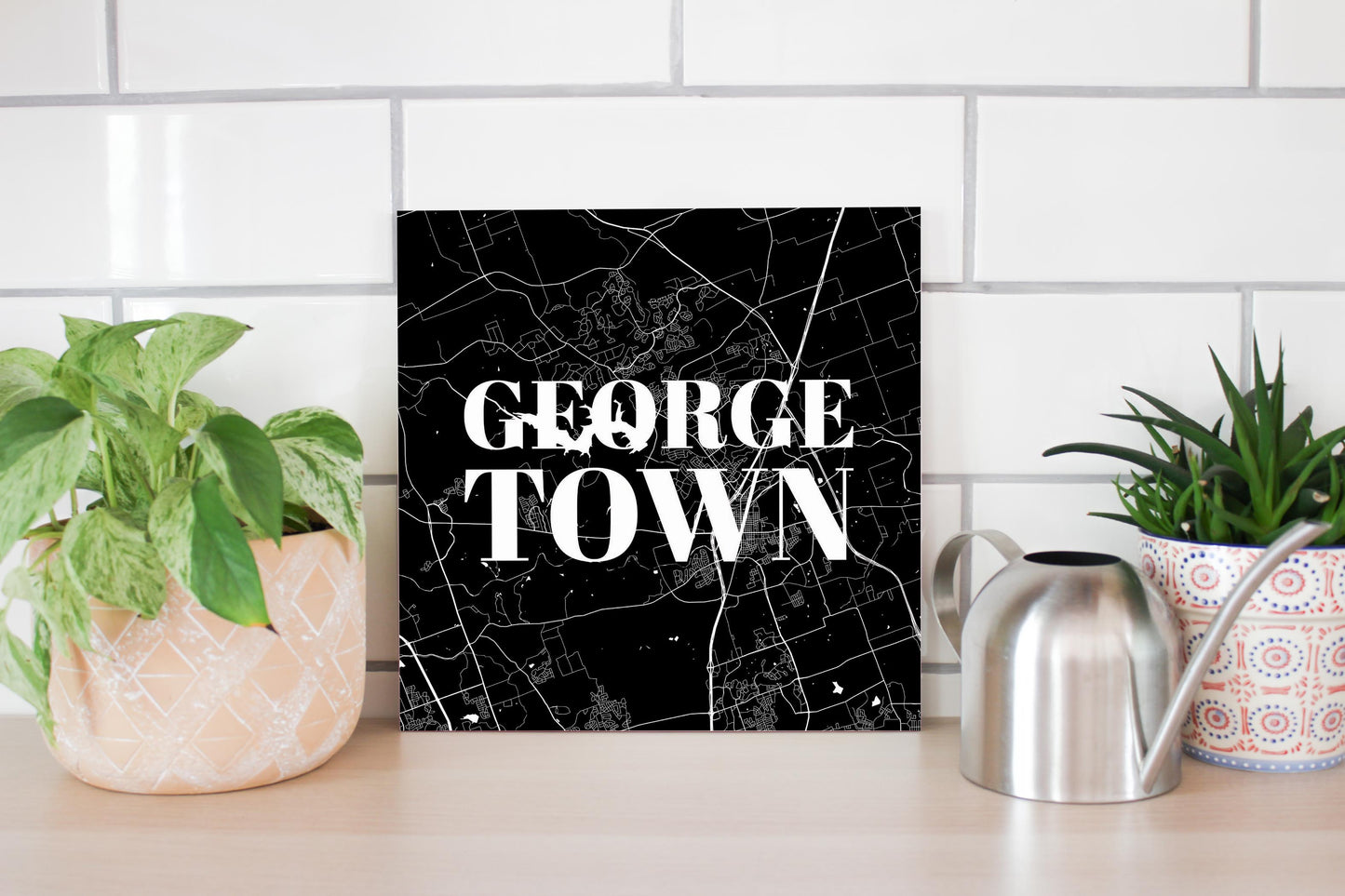 Minimalistic B&W Texas Georgetown Map | Wood Sign | Eaches | Min 2