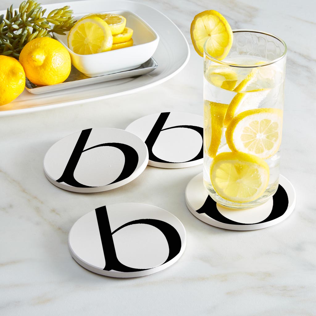 Minimalist Monogram B Circle | Absorbent Coasters | Set of 4 | Min 2