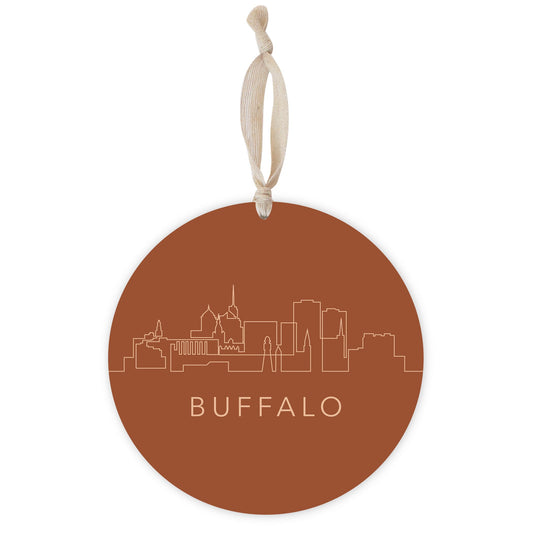 Modern Minimalist New York Buffalo Skyline | Wood Ornament | Eaches | Min 1