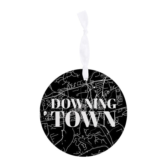 Minimalistic B&W Pennsylvania Downingtown Map | Wood Ornament | Eaches | Min 6