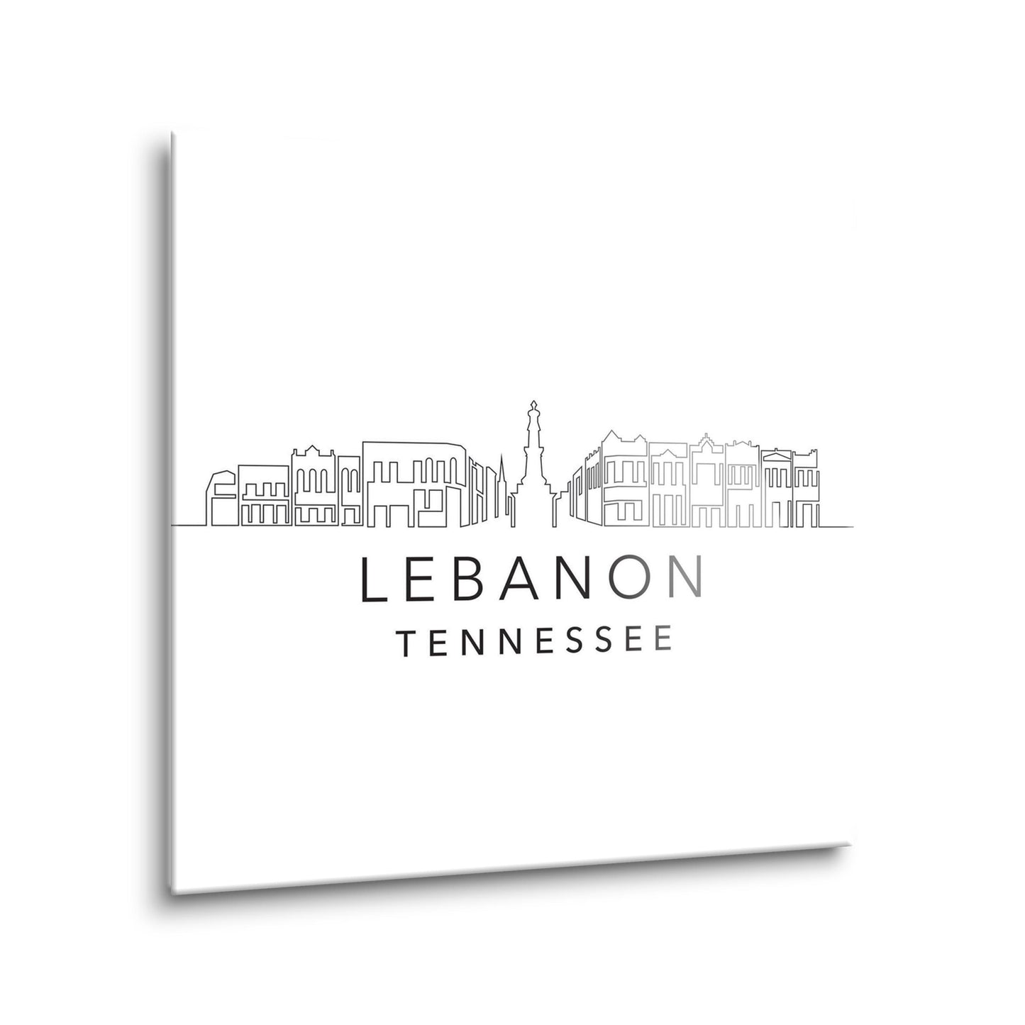 Minimalist B&W Tennessee Lebanon Skyline | Hi-Def Glass Art | Eaches | Min 2