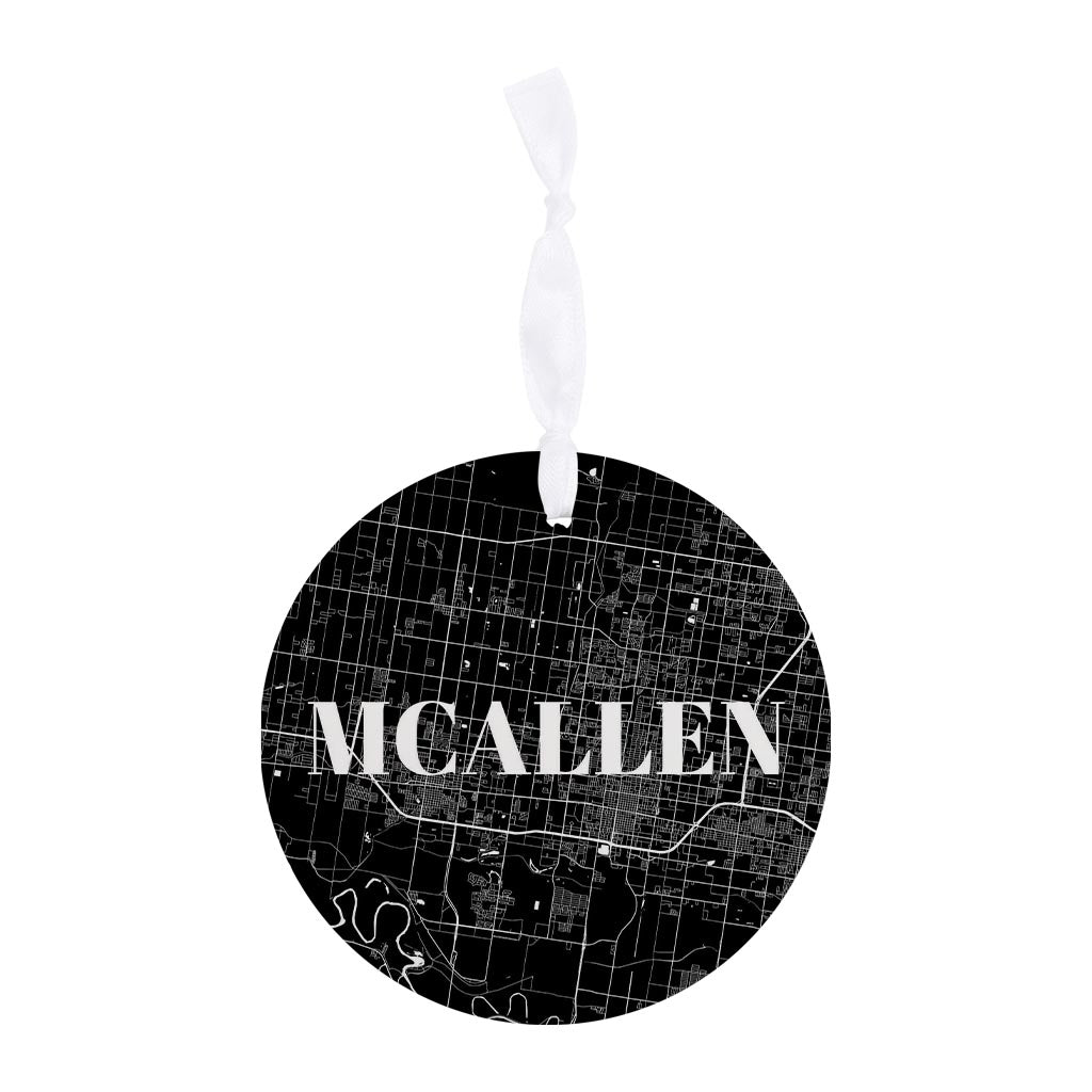 Minimalistic B&W Texas Mcallen Map | Wood Ornament | Eaches | Min 6