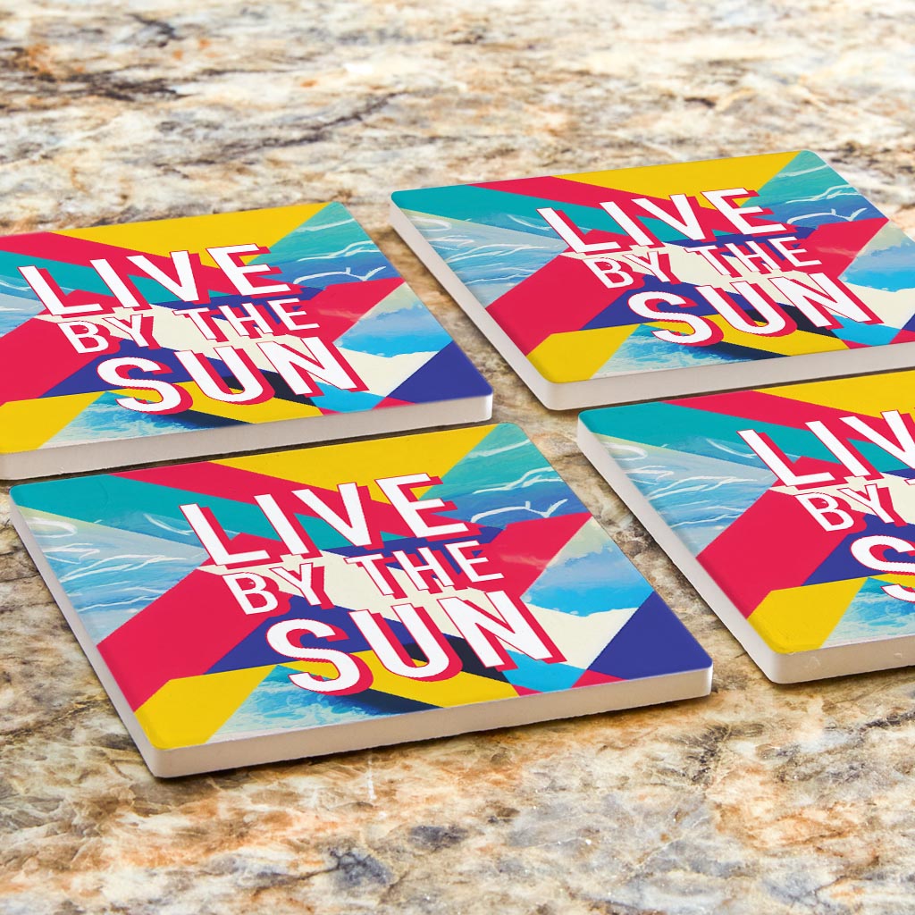 Live By The Sun | Absorbent Coasters | Set of 4 | Min 2