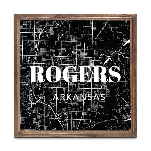 Minimalist B&W Arkansas Rogers Map State | Wood Sign | Eaches | Min 1