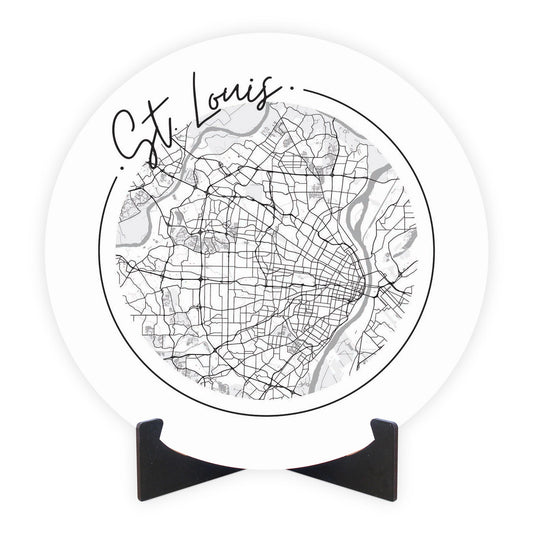 Minimalist B&W Missouri St Louis Circle Map | Wood Sign | Eaches | Min 1