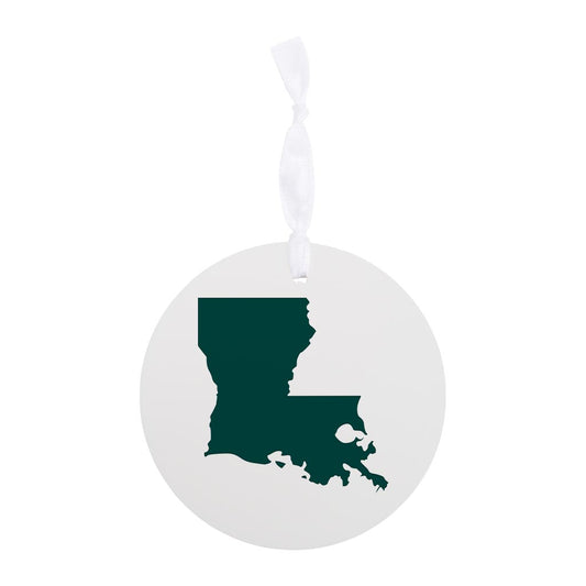 Blue White Louisiana State Shape | Wood Ornament | Eaches | Min 6