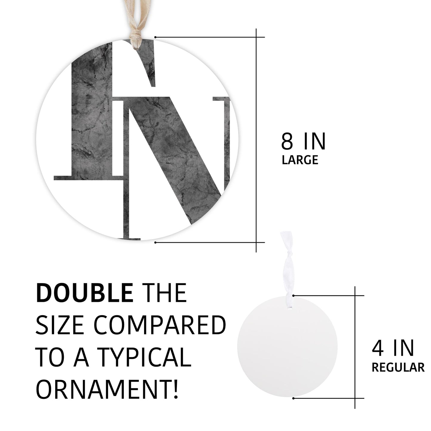 Minimalist B&W Tennessee White Initials | Wood Ornament | Eaches | Min 1