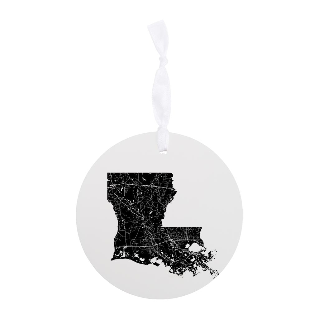 Modern Louisiana State Shape With Map| Wood Ornament | Eaches | Min 6