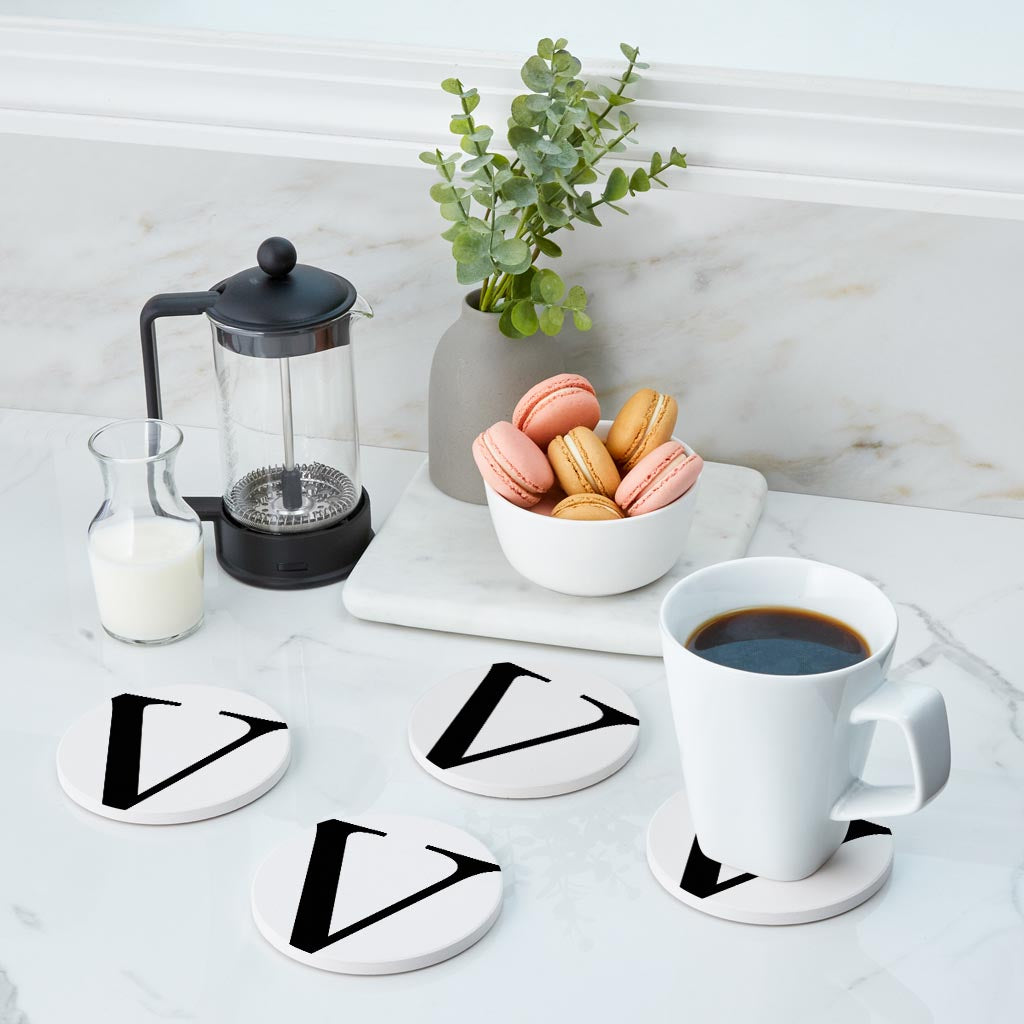 Minimalist Monogram V Circle | Absorbent Coasters | Set of 4 | Min 2