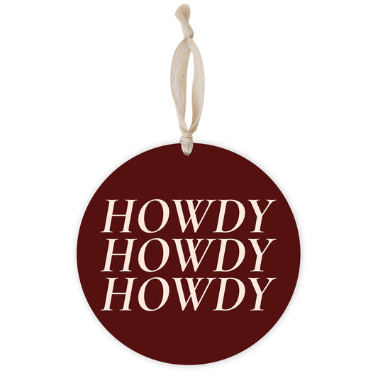 Modern Minimalist Texas Maroon Howdy | Wood Ornament | Eaches | Min 1