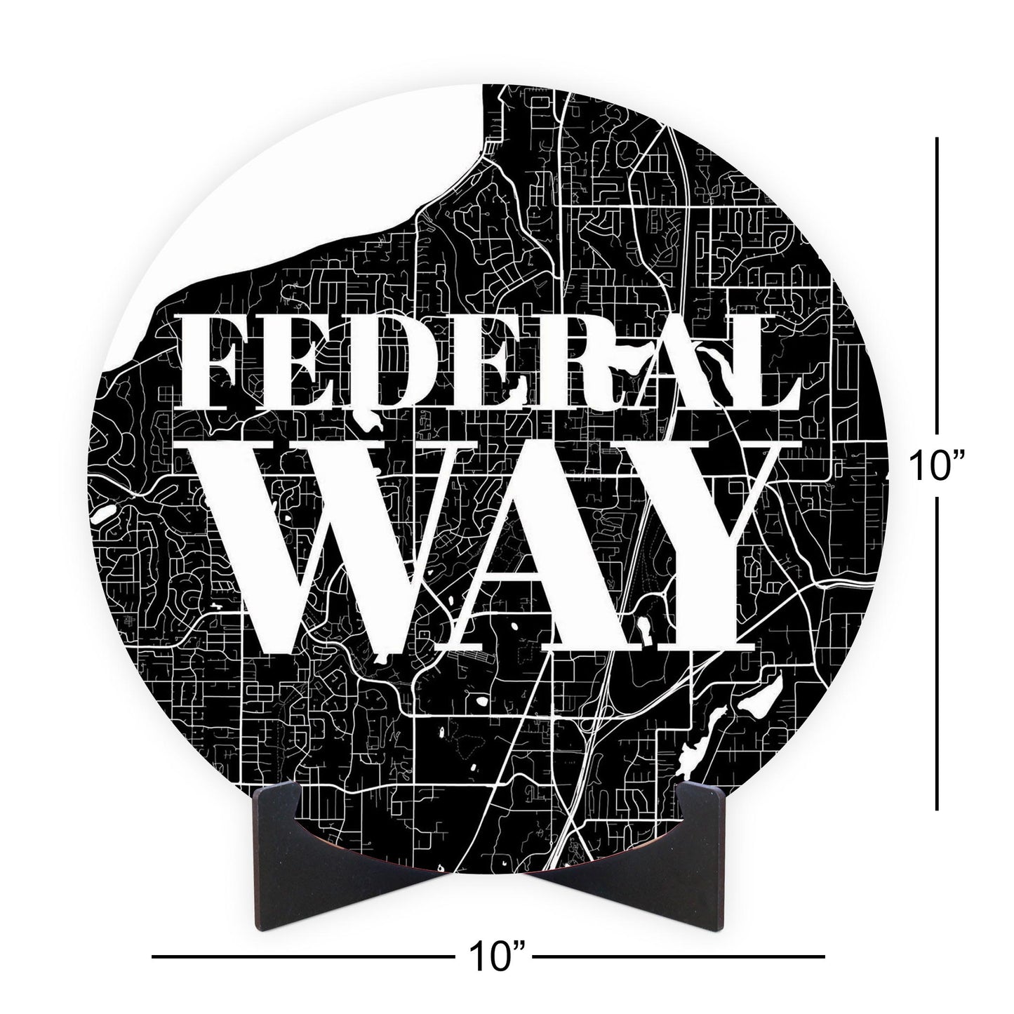 Minimalistic B&W Washington Federal Way Map | Wood Sign | Eaches | Min 1