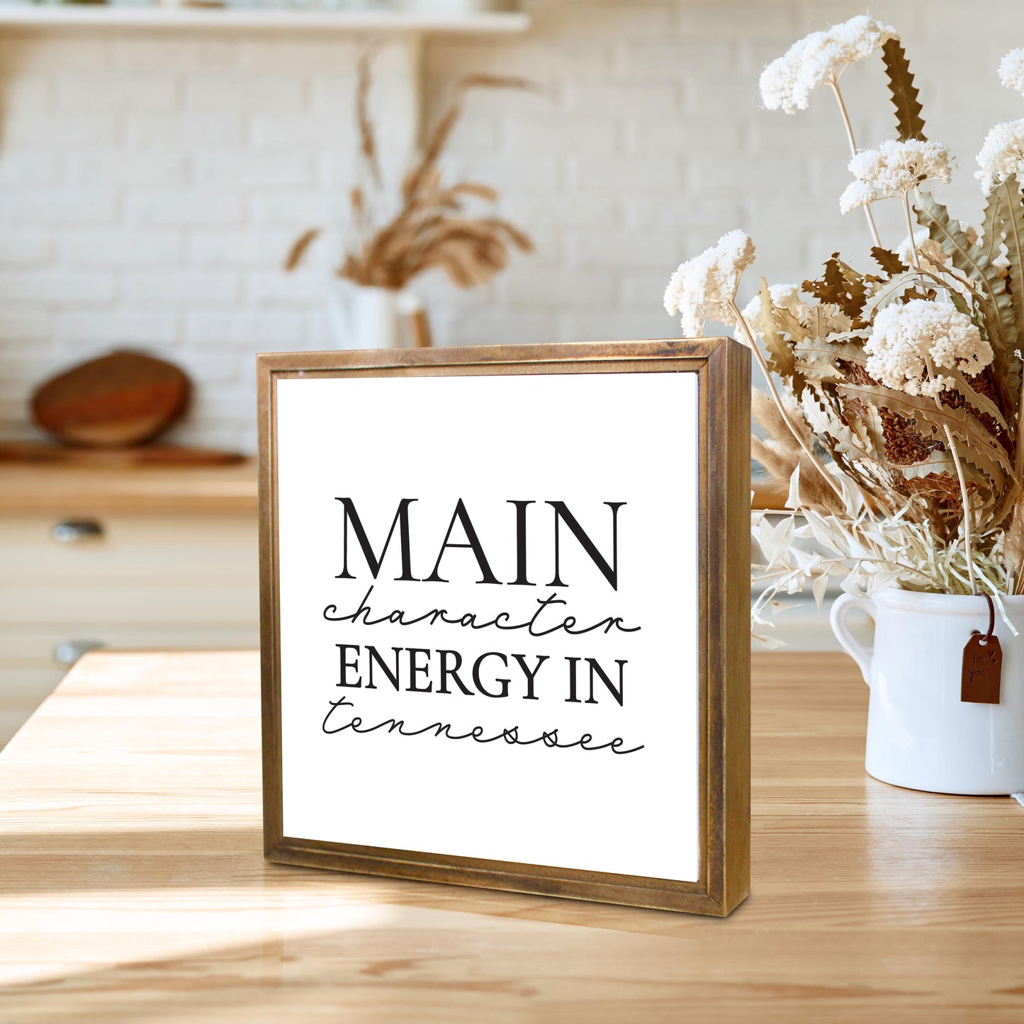 Minimalist B&W Tennessee Main Character Energy | Wood Sign | Eaches | Min 1