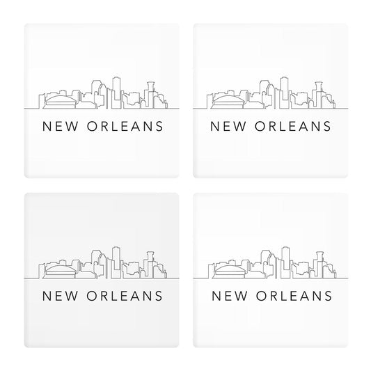 Modern Louisiana New Orleans City Line Drawing | Absorbent Coasters | Set of 4 | Min 2