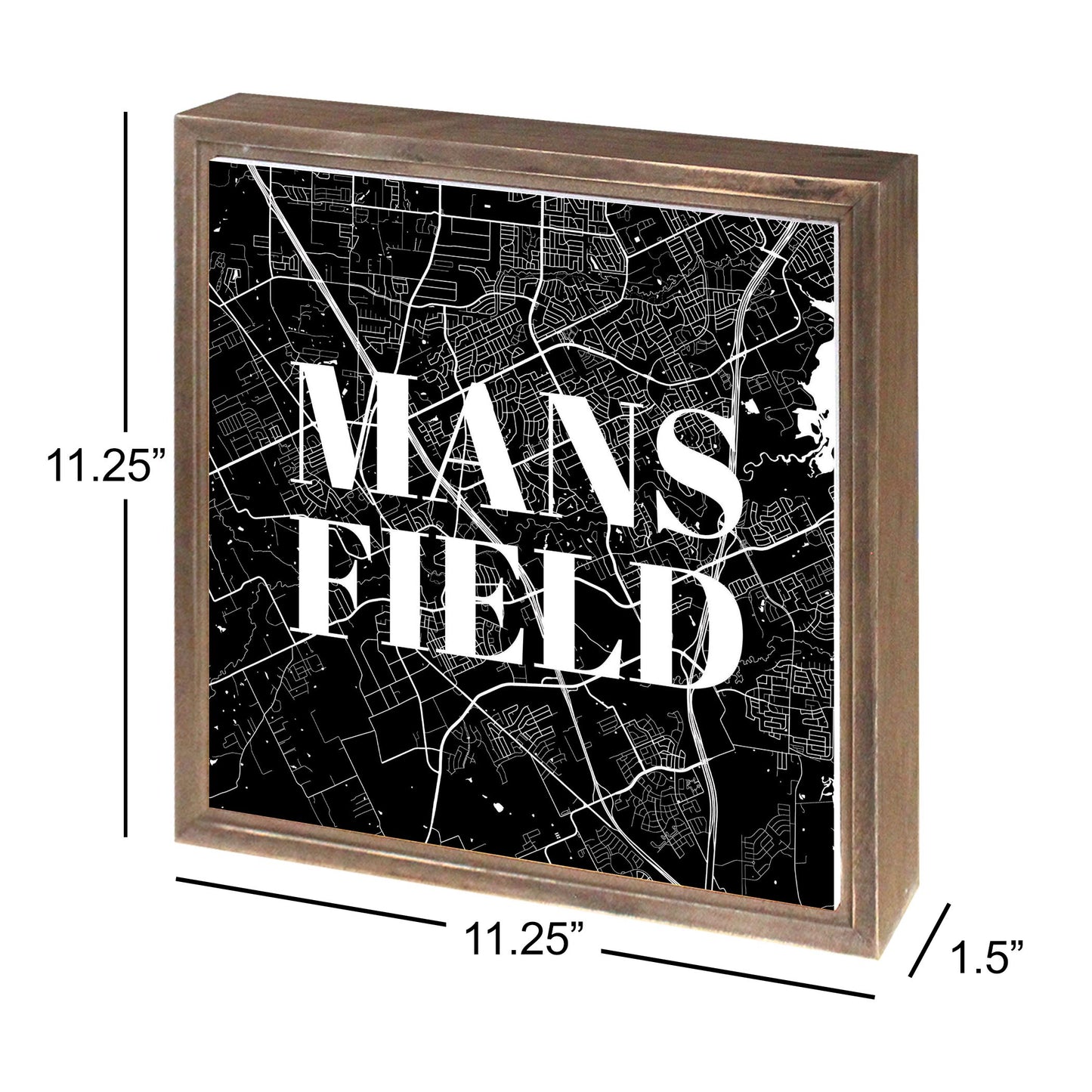 Minimalistic B&W Texas Mansfield Map | Wood Sign | Eaches | Min 1