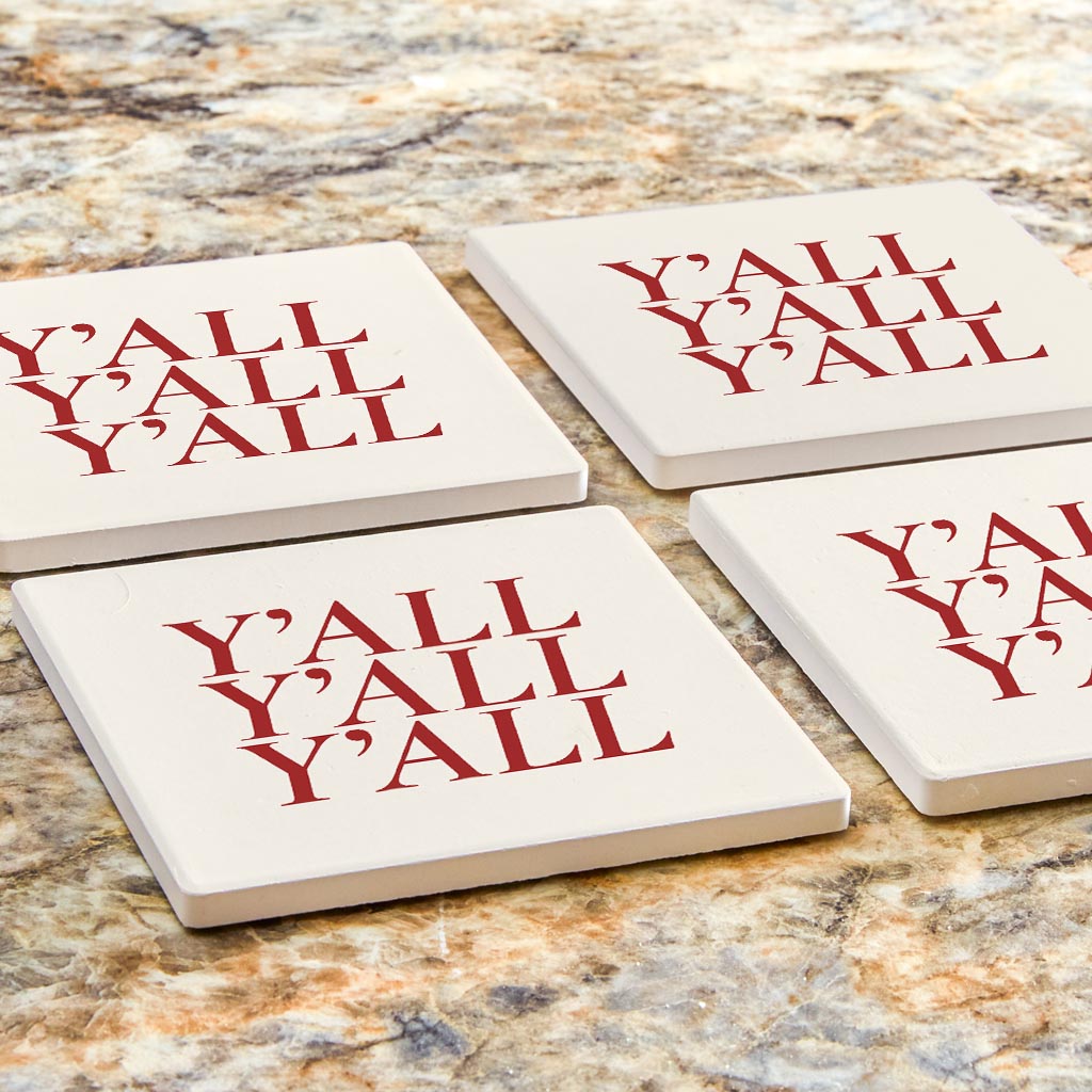 Modern Minimalist Texas Colors Yall | Absorbent Coasters | Set of 4 | Min 2