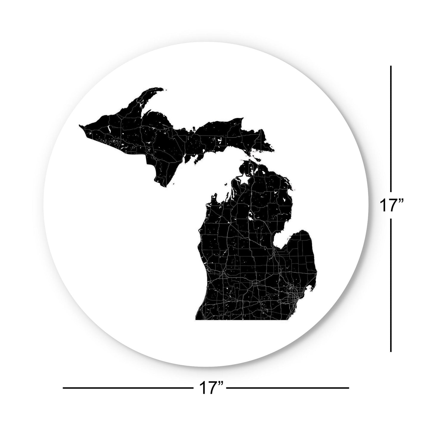 Minimalistic B&W Michigan Map Petoskey Star | Wood Sign | Eaches | Min 1