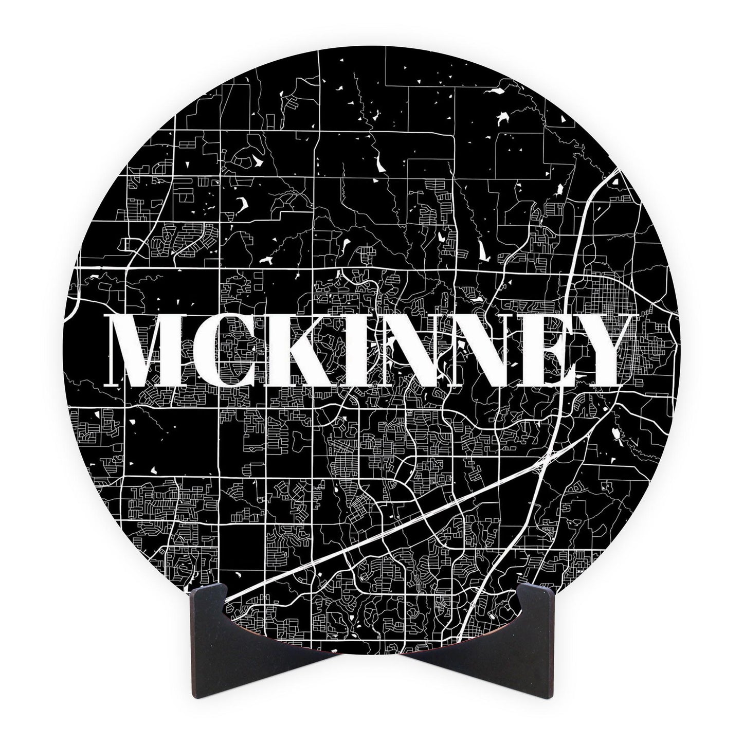 Minimalistic B&W Texas Mckinney Map | Wood Sign | Eaches | Min 1