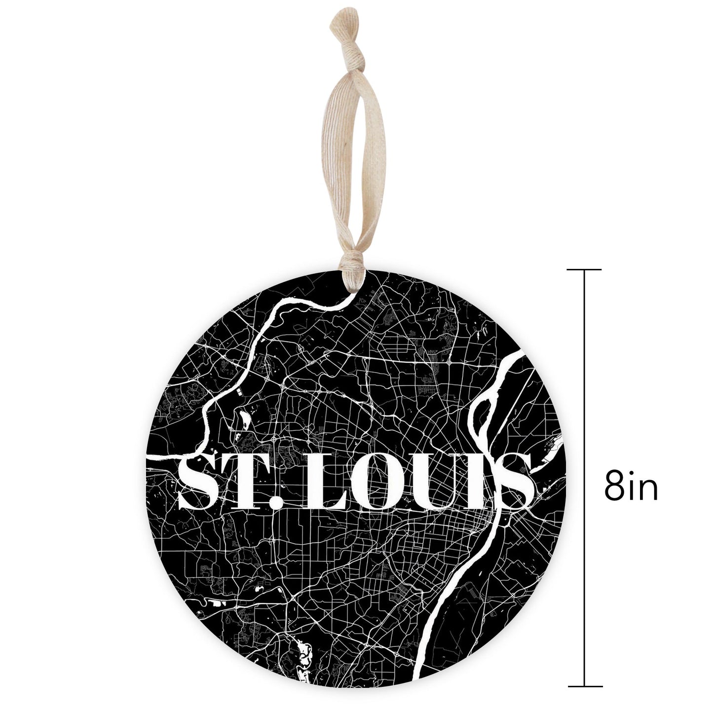 Minimalist B&W Missouri St Louis Map | Wood Ornament | Eaches | Min 1