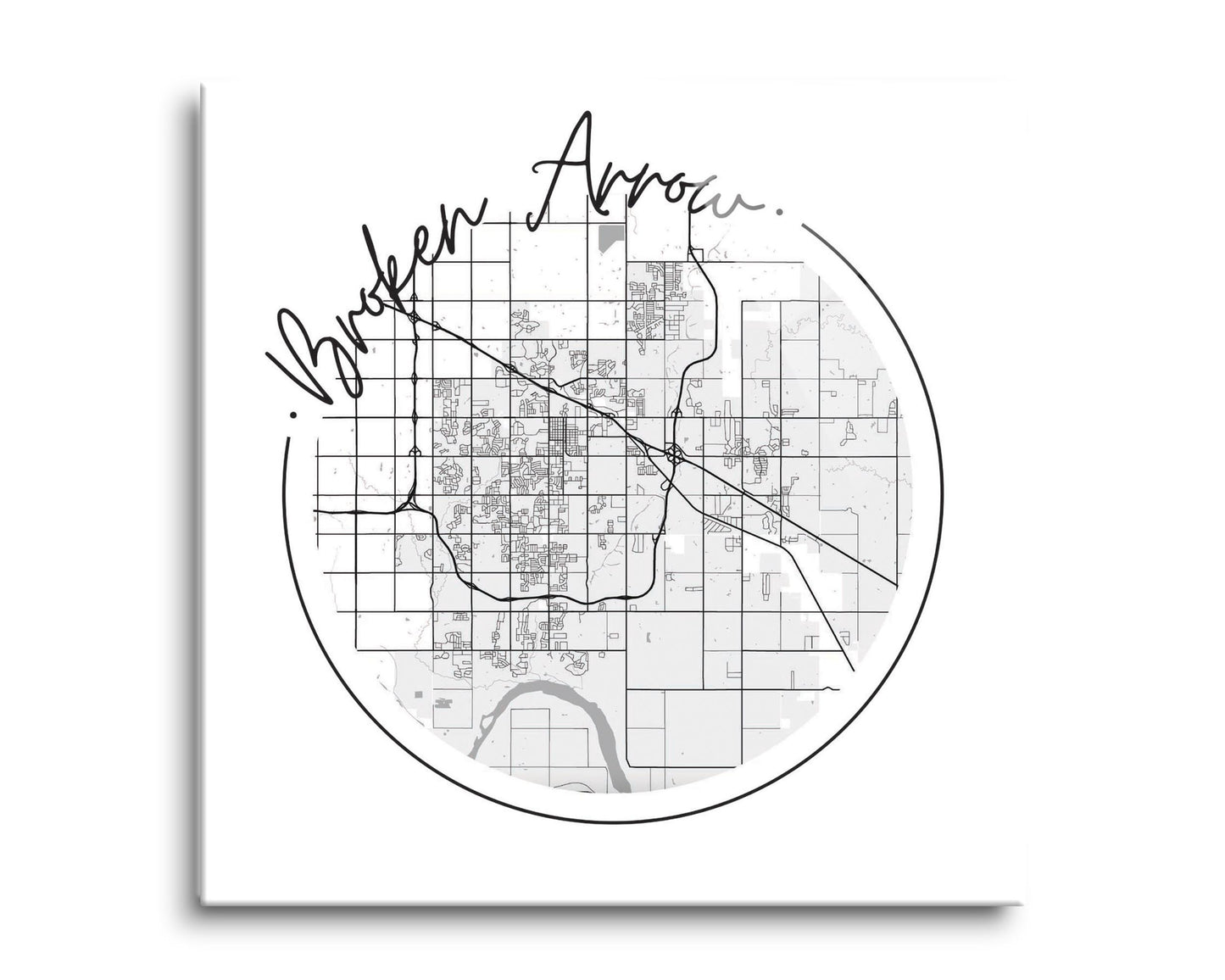 Modern Oklahoma Broken Arrow Map | Hi-Def Glass Art | Eaches | Min 2