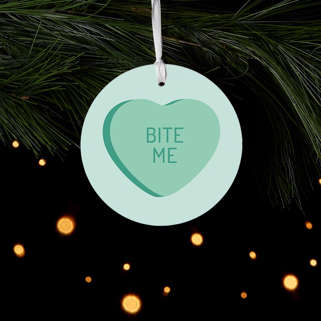 Funny Message Hearts Bite Me | Wood Ornament | Eaches | Min 6