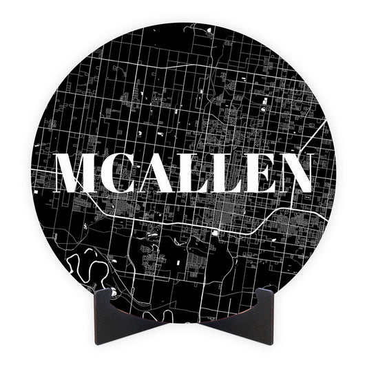 Minimalistic B&W Texas Mcallen Map | Wood Sign | Eaches | Min 1