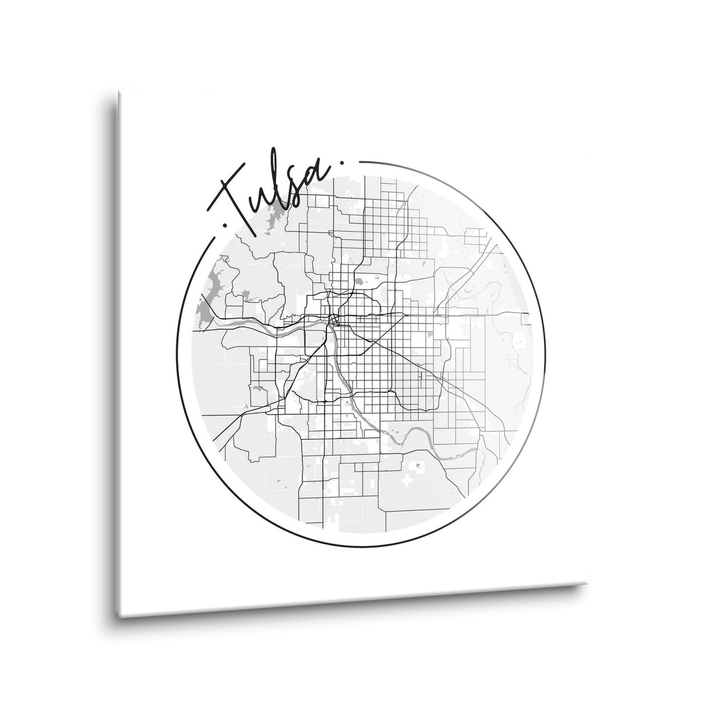 Modern Oklahoma Tulsa Circle Map | Hi-Def Glass Art | Eaches | Min 2