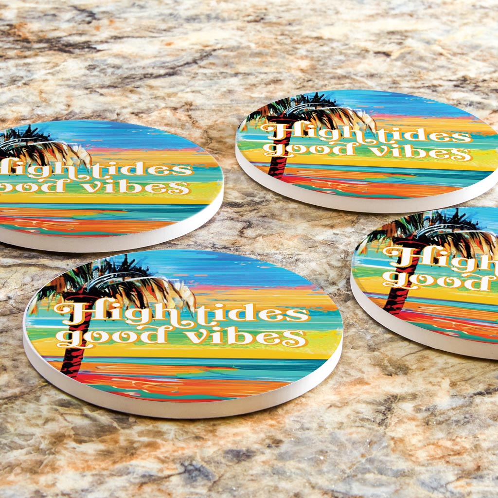 High Tides Good Vibes | Absorbent Coasters | Set of 4 | Min 2