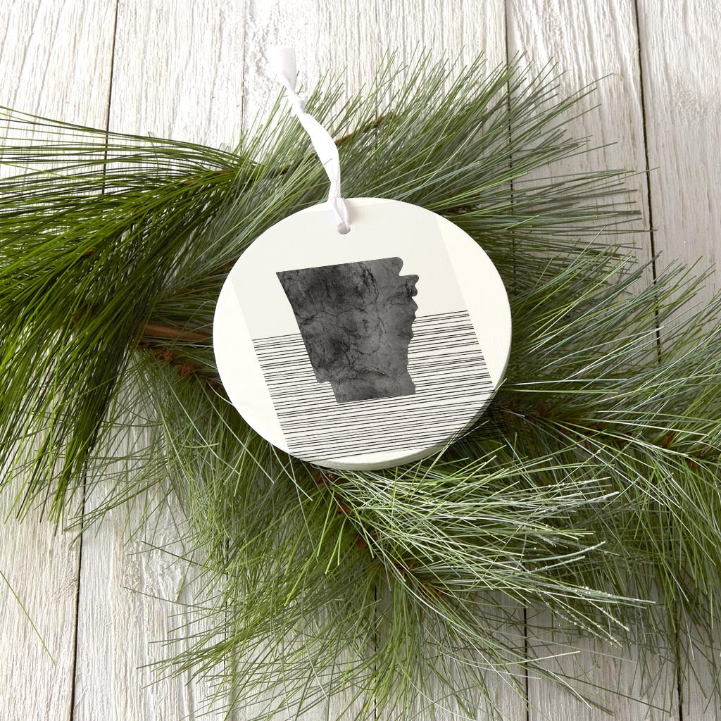 B&W Minimalist Arkansas Lines | Wood Ornament | Eaches | Min 6