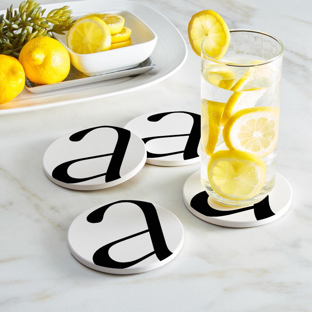 Minimalist Monogram A Circle | Absorbent Coasters | Set of 4 | Min 2