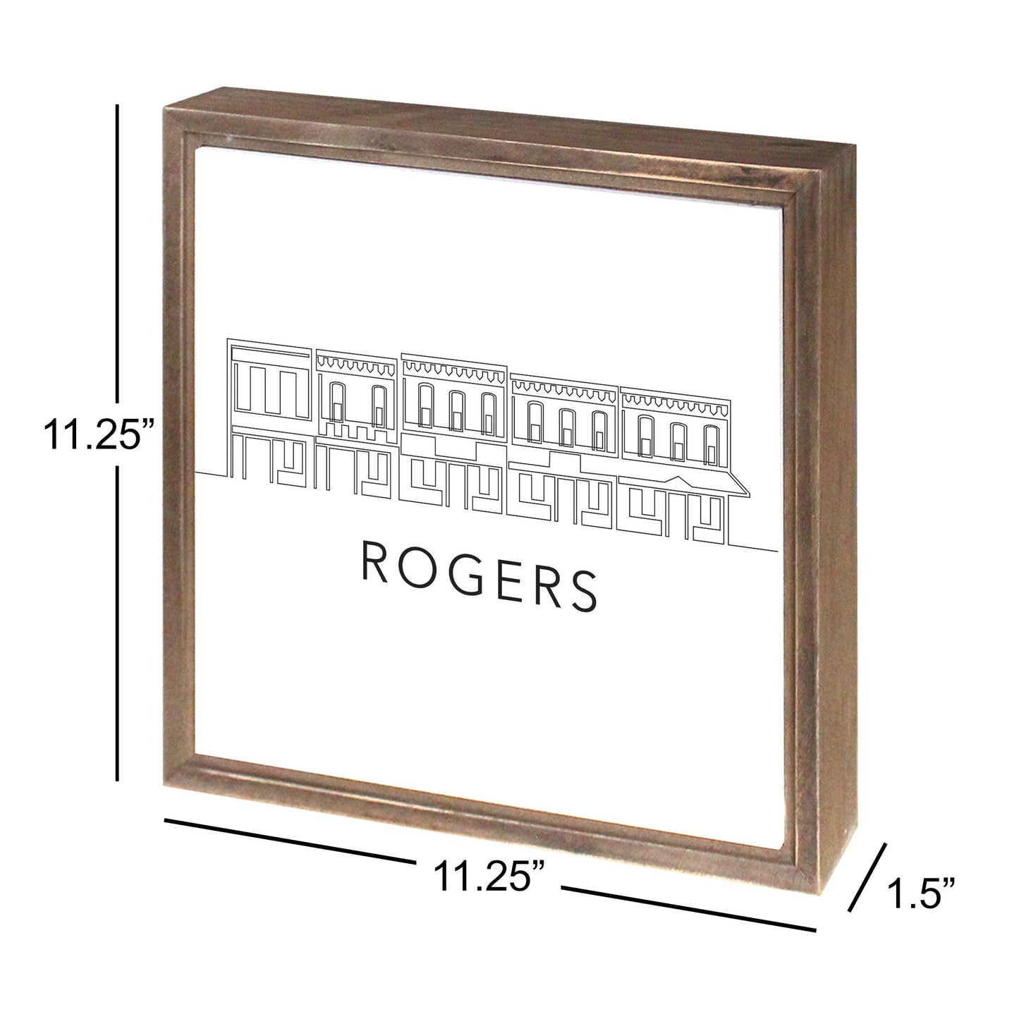 Minimalist B&W Arkansas Rogers Skyline | Wood Sign | Eaches | Min 1