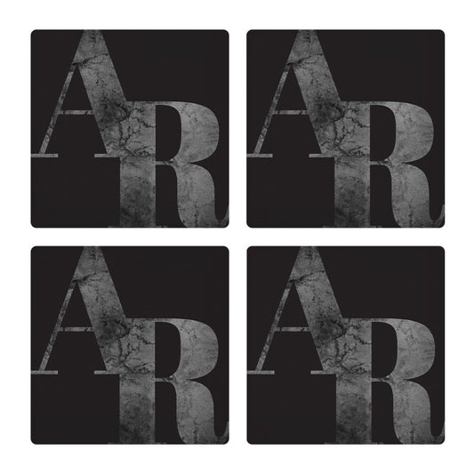 B&W Minimalist Arkansas Black Initials | Absorbent Coasters | Set of 4 | Min 2