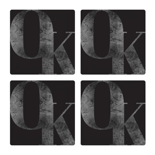 Modern Black Oklahoma Initials | Absorbent Coasters | Set of 4 | Min 2