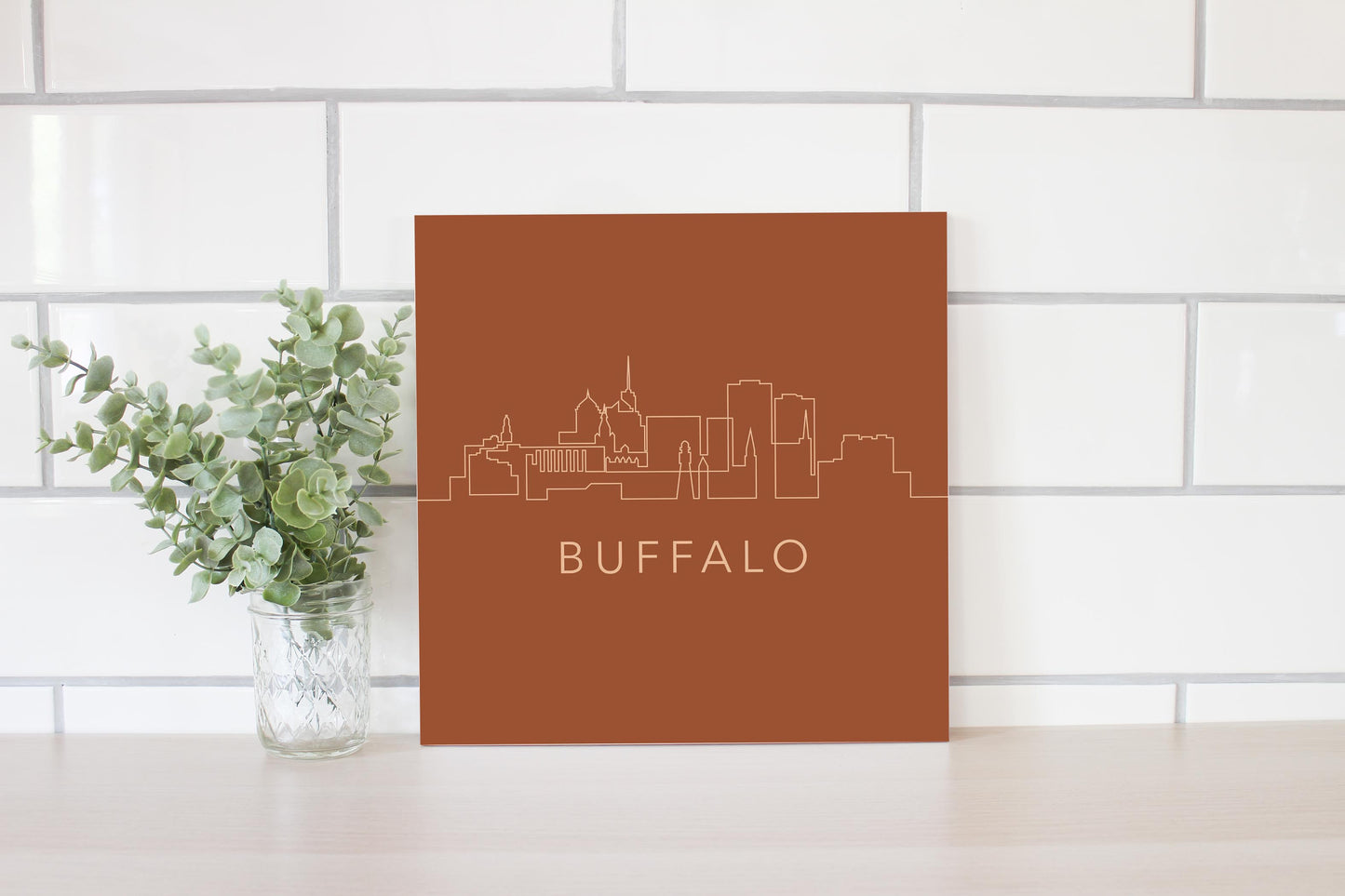 Modern Minimalist New York Buffalo Skyline | Wood Sign | Eaches | Min 2