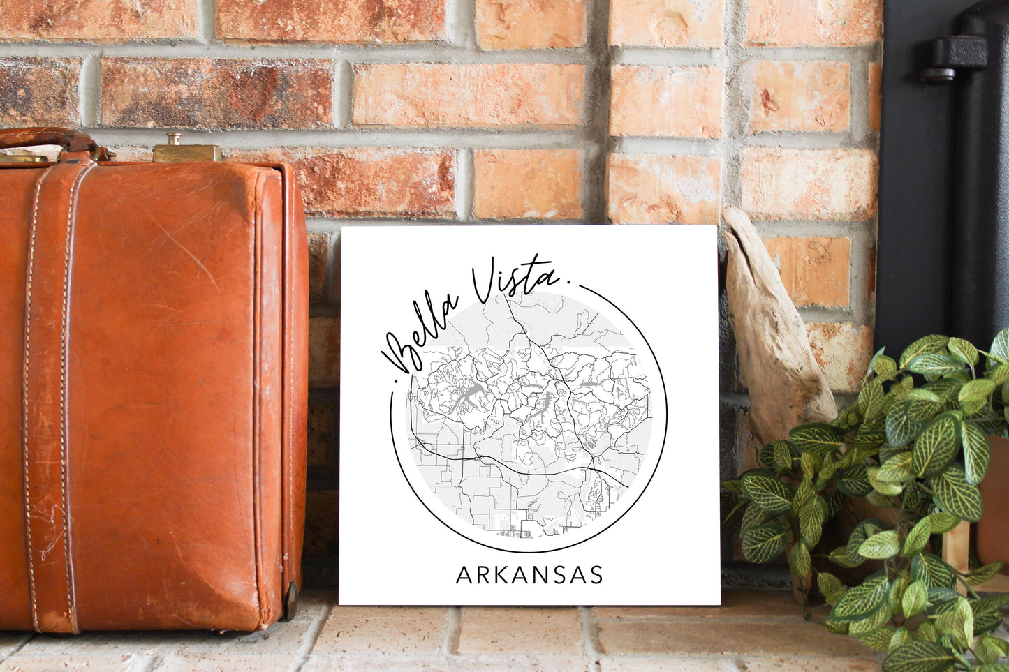 Minimalist B&W Arkansas Bella Vista Circle Map State | Wood Sign | Eaches | Min 2