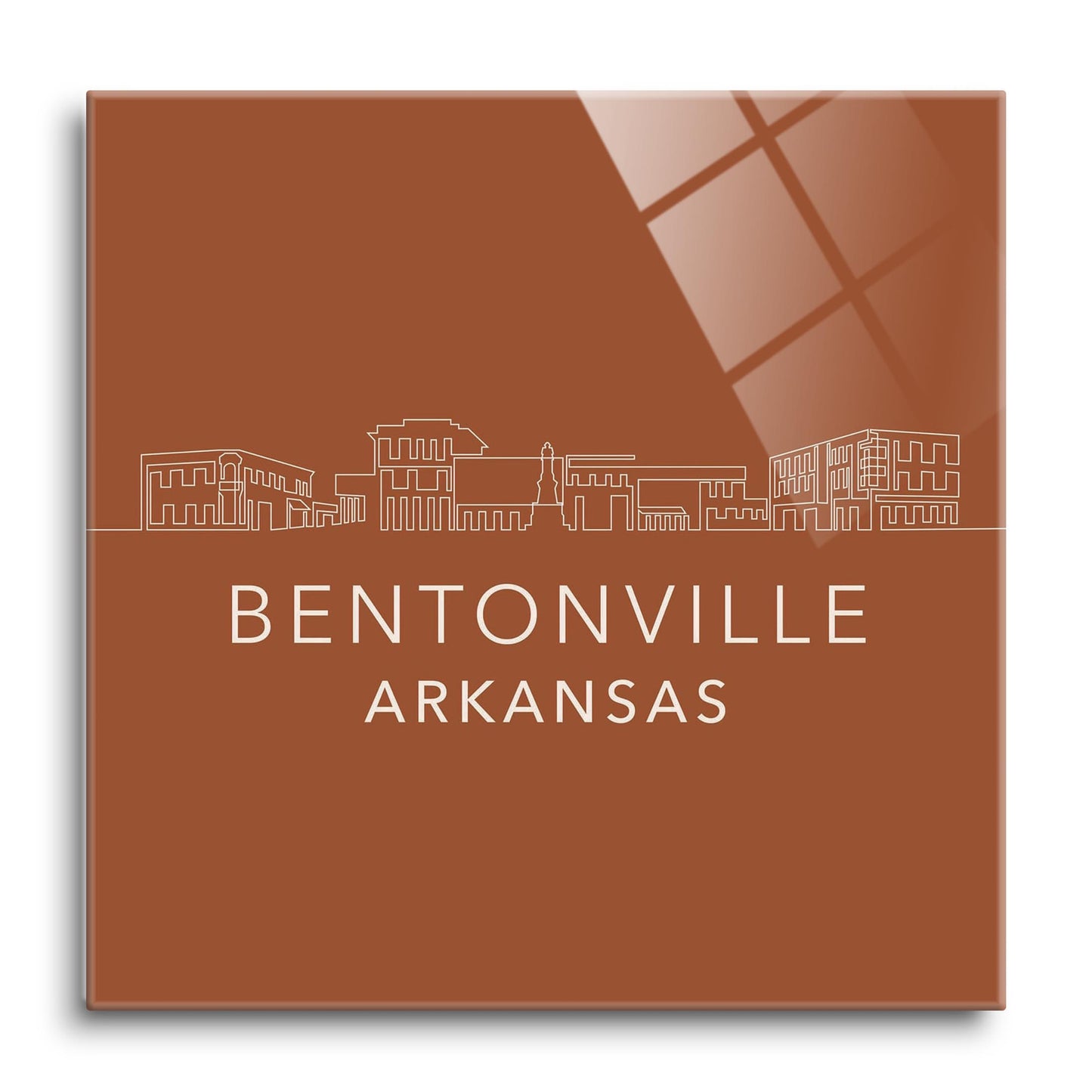 Modern Minimalist Arkansas Bentonville Skyline | Hi-Def Glass Art | Eaches | Min 1