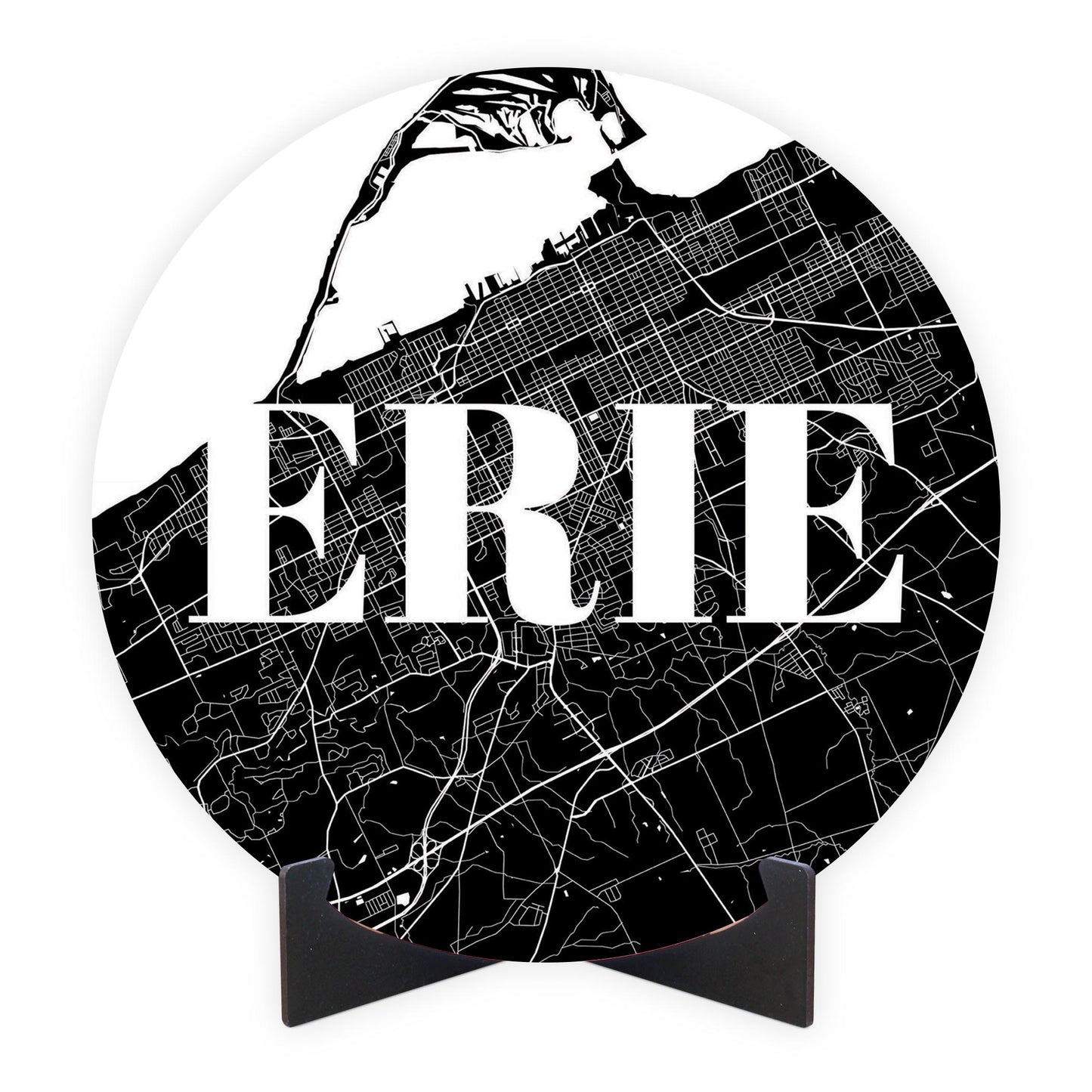 Minimalistic B&W Pennsylvania Erie Map | Wood Sign | Eaches | Min 1