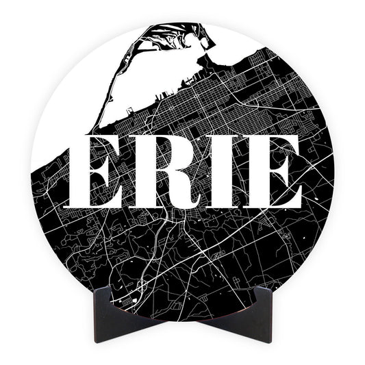 Minimalistic B&W Pennsylvania Erie Map | Wood Sign | Eaches | Min 1