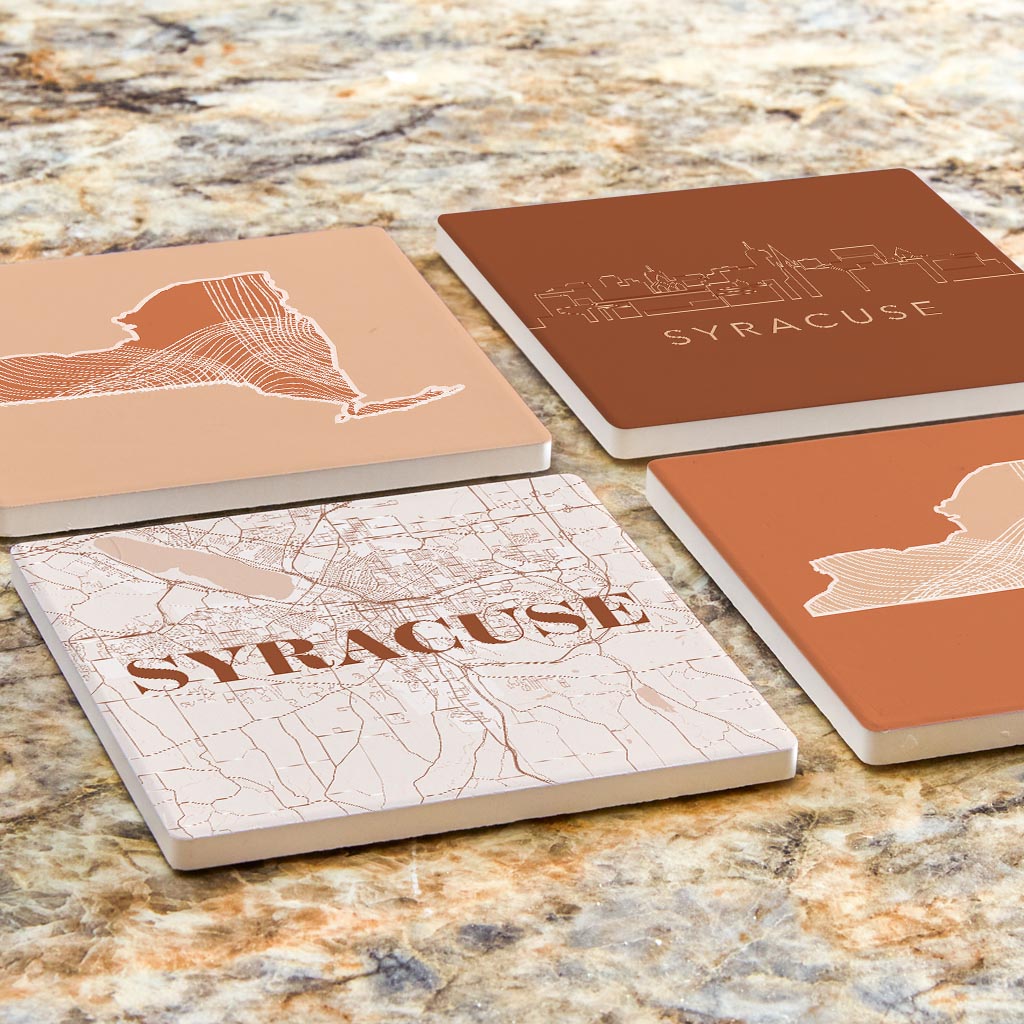 Modern Minimalist New York Syracuse State | Absorbent Coasters | Set of 4 | Min 2