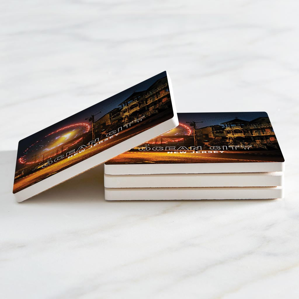 OCNJ Photo With Text | Absorbent Coasters | Set of 4 | Min 2